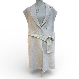 Zara Grey Wool Sleeveless Minimalist Preppy Scandi Long Vest
